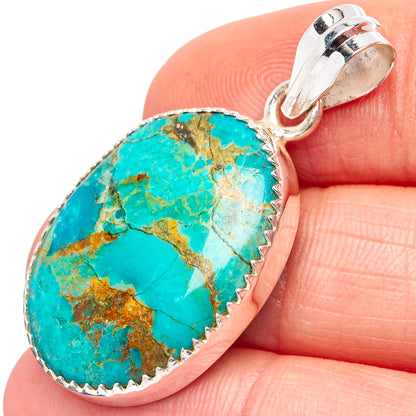 Kingman Turquoise Pendant 1 1/2" (.925 Sterling Silver)