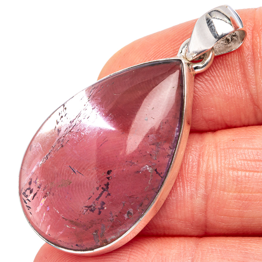Amethyst teardrop pendant in .925 sterling silver setting with loop bail