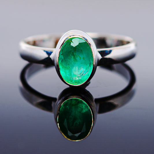 1ct Premium Zambian Emerald Ring Size 7 (.925 Sterling Silver)