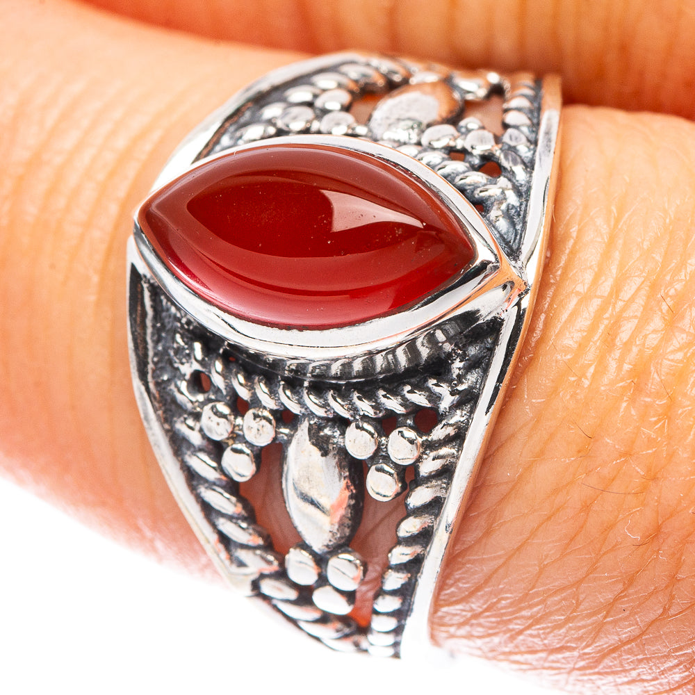 Red Onyx Dainty Ring Size 7.75 (925 Sterling Silver) R5947