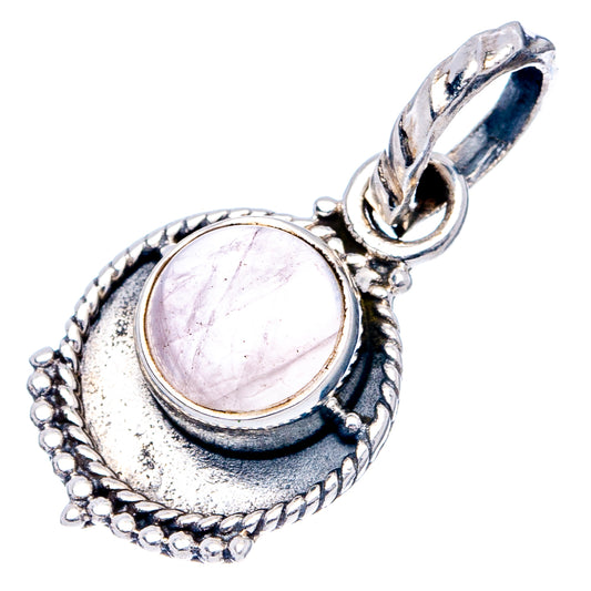 Sterling silver rose quartz pendant with oval purple-pink stone and decorative loop bail