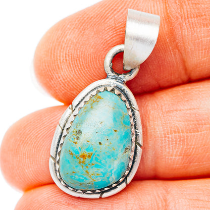 Southwestern Style Santa Maria Turquoise Pendant 1 1/4" (.925 Sterling Silver)
