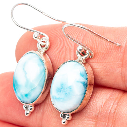 Rare Larimar Earrings 1 3/8" (.925 Sterling Silver)