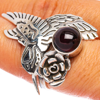 Large Garnet Hummingbird Ring Size 7.75 (925 Sterling Silver) R146457