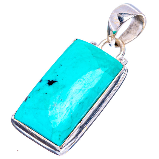 Turquoise rectangular pendant with .925 sterling silver bezel and loop bail