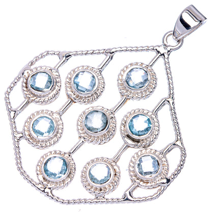 Signature Blue Topaz Pendant 2" (925 Sterling Silver) P41817
