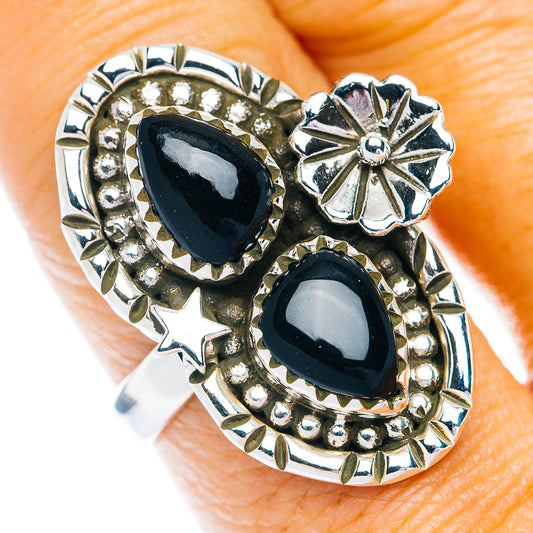 Exclusive Southwestern Style Black Onyx Ring Size 9 (.925 Sterling Silver)
