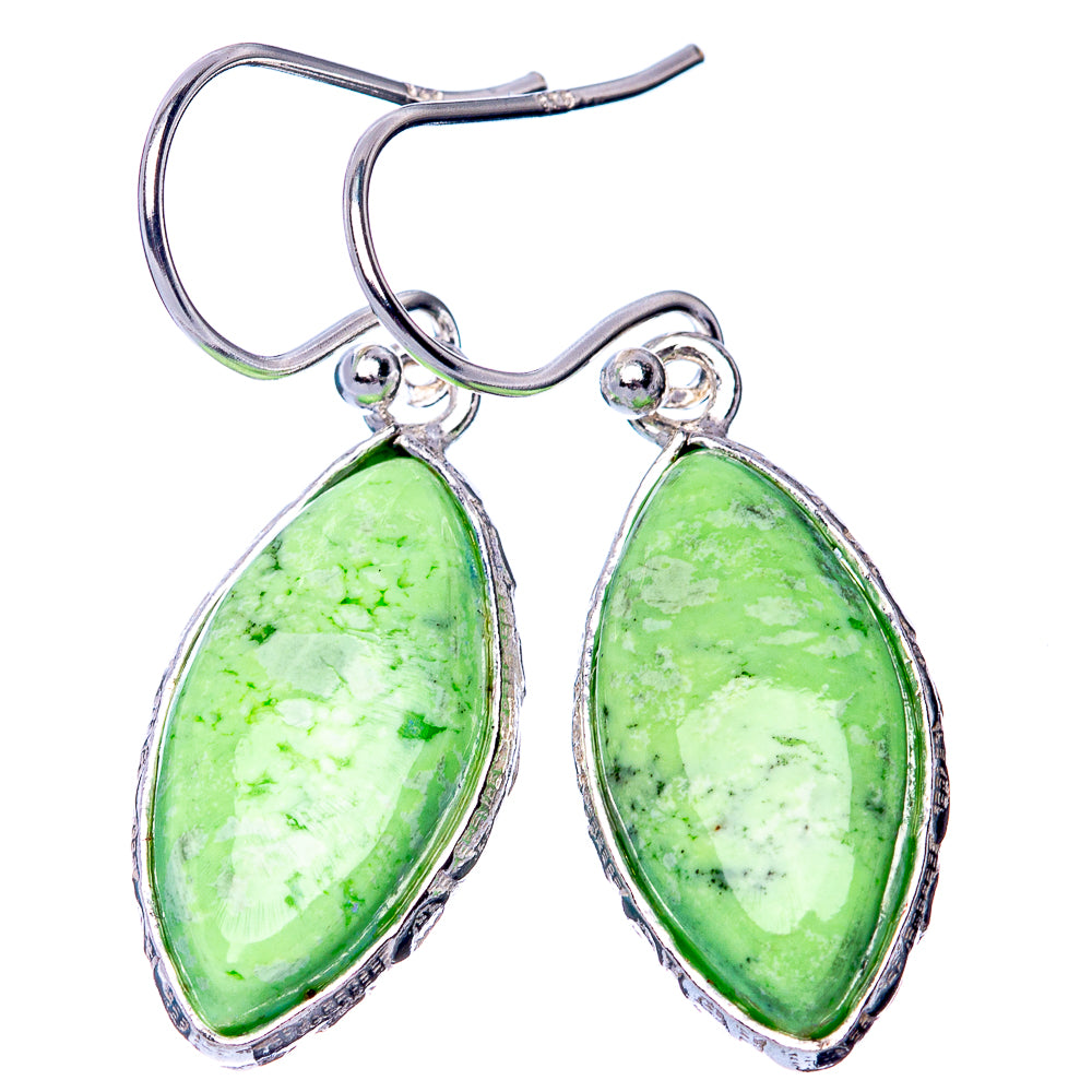 Lemon Chrysoprase 925 Sterling Silver Earrings 1 3/8" (925 Sterling Silver) E1436