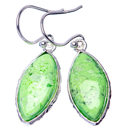 Lemon Chrysoprase 925 Sterling Silver Earrings 1 3/8" (925 Sterling Silver) E1436