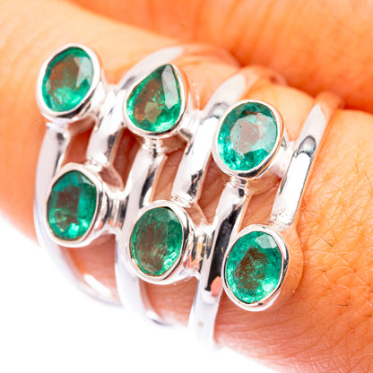 Zambian emerald ring, size 8, 925 sterling silver with five oval green stones