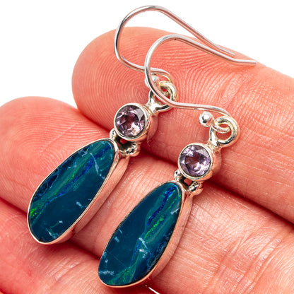 Rare Doublet Opal, Amethyst Earrings 1 1/2" (.925 Sterling Silver)