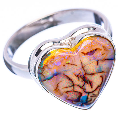 Rare Sterling Opal Heart Ring Size 9 (925 Sterling Silver) R2191
