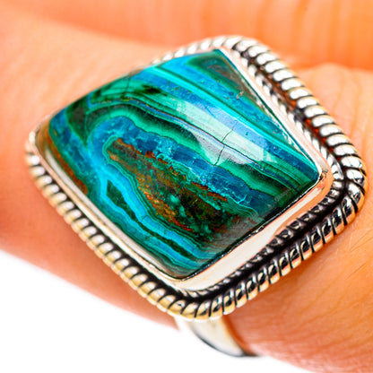 Malachite In Chrysocolla 925 Sterling Silver Ring Size 7 (925 Sterling Silver) RING139445