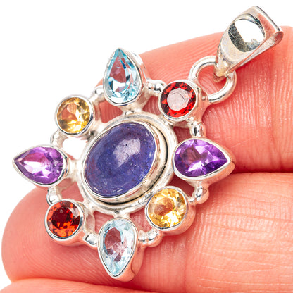 Rare Tanzanite, Amethyst, Garnet, Blue Topaz, Citrine Pendant 1 3/8" (925 Sterling Silver) P42811