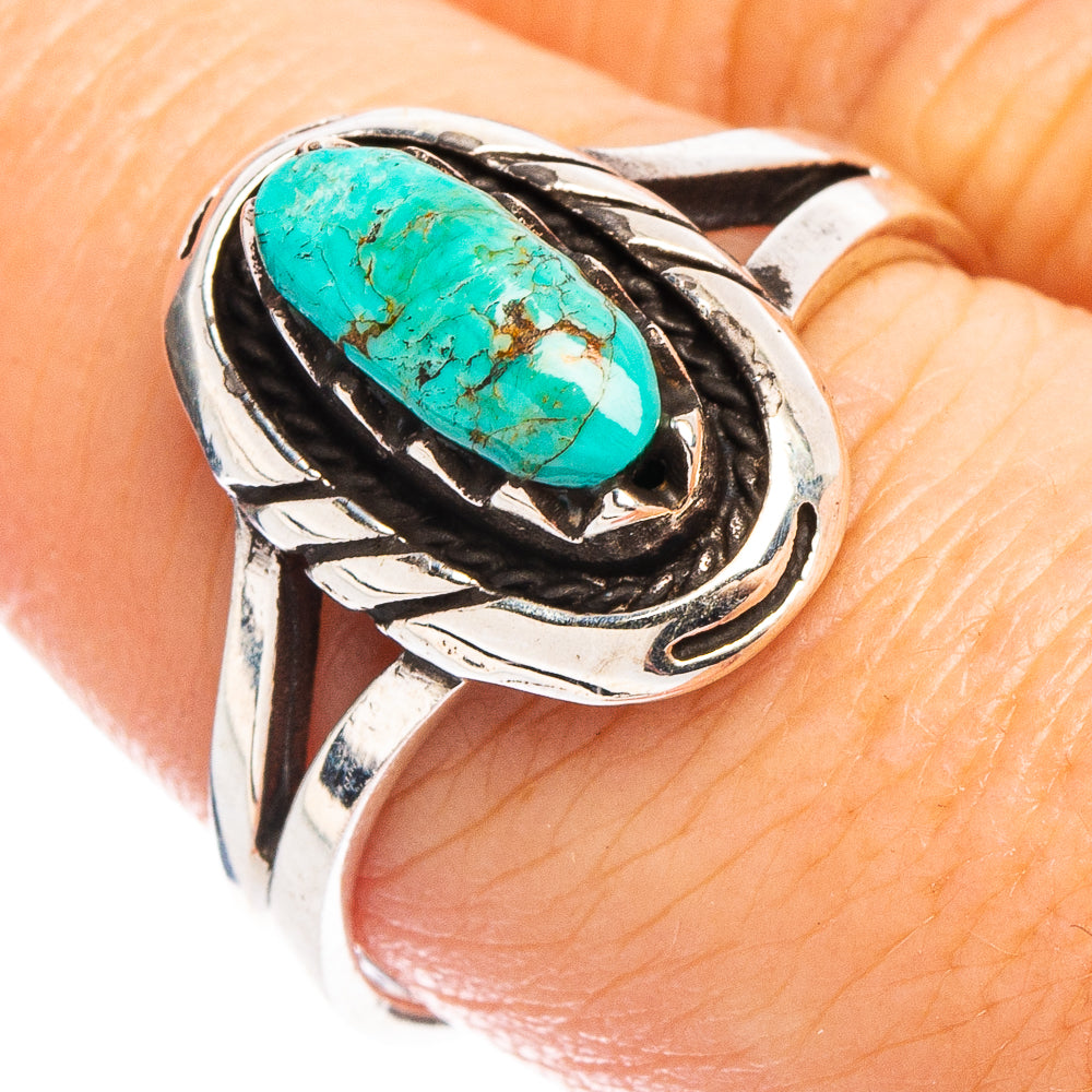 Arizona Turquoise Native Style Ring Size 8.5 (.925 Sterling Silver)