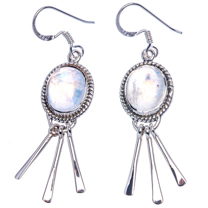 Premium Rainbow Moonstone Earrings 2 1/8" (925 Sterling Silver) E1205