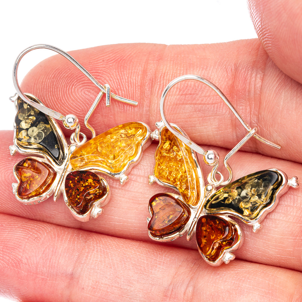 Baltic Amber Butterfly Earrings 1 1/4" (925 Sterling Silver) E433123