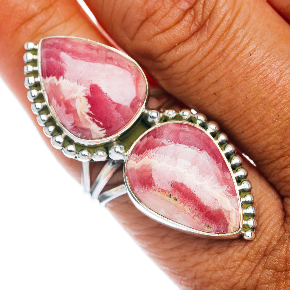 Premium 2-Gemstone Rhodochrosite Ring Size 10 (.925 Sterling Silver)