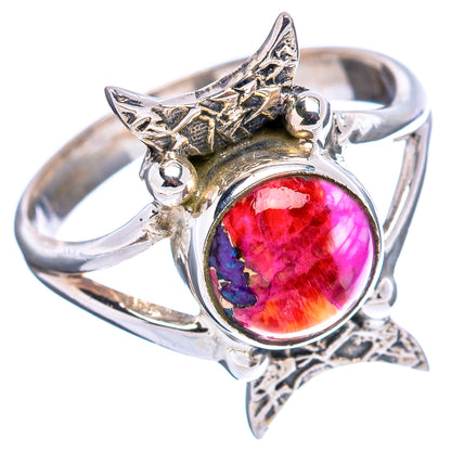 Pink Dahlia Mohave Turquoise Native Style Ring Size 6.5 (.925 Sterling Silver)