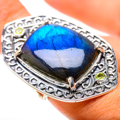 Signature Huge Labradorite, Peridot Ring Size 7.25 (925 Sterling Silver) RING138280