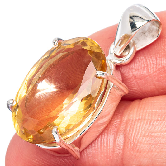 Faceted Citrine Pendant 1 1/8" (925 Sterling Silver) P43004