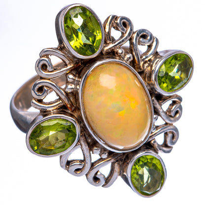 Rare Ethiopian Opal, Peridot Ring Size 7.75 (925 Sterling Silver) R146509