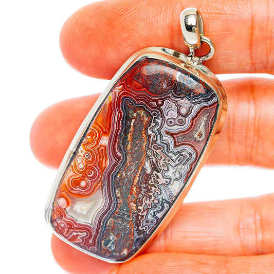 Crazy Lace Agate Pendant 2 1/4" (German Silver)