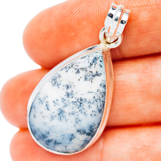 Dendritic Opal Pendant 1 1/2" (.925 Sterling Silver)