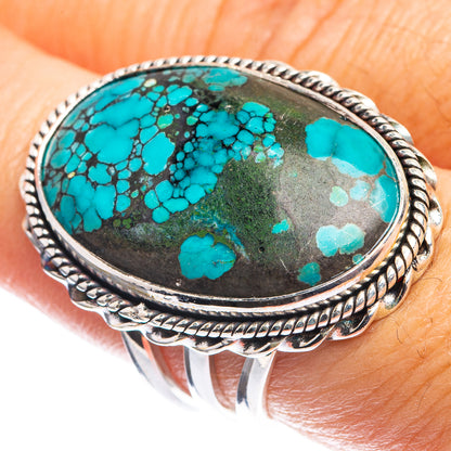 Large Tibetan Turquoise Ring Size 7.5 (925 Sterling Silver) R143174