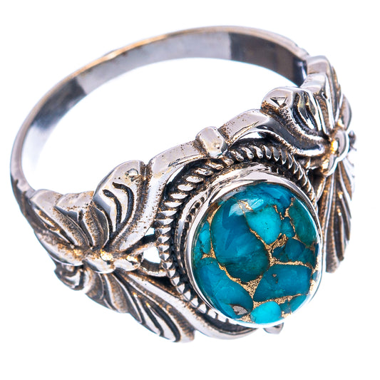 Turquoise butterfly ring with oval blue stone, silver filigree band and raised bezel