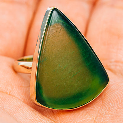 Nephrite Jade Ring Size 9 (German Silver)