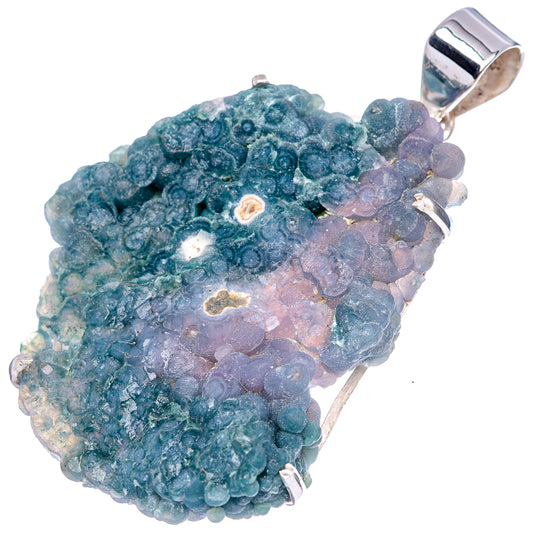 Grape agate pendant druzy slice with teal-blue and lavender tones, silver bail