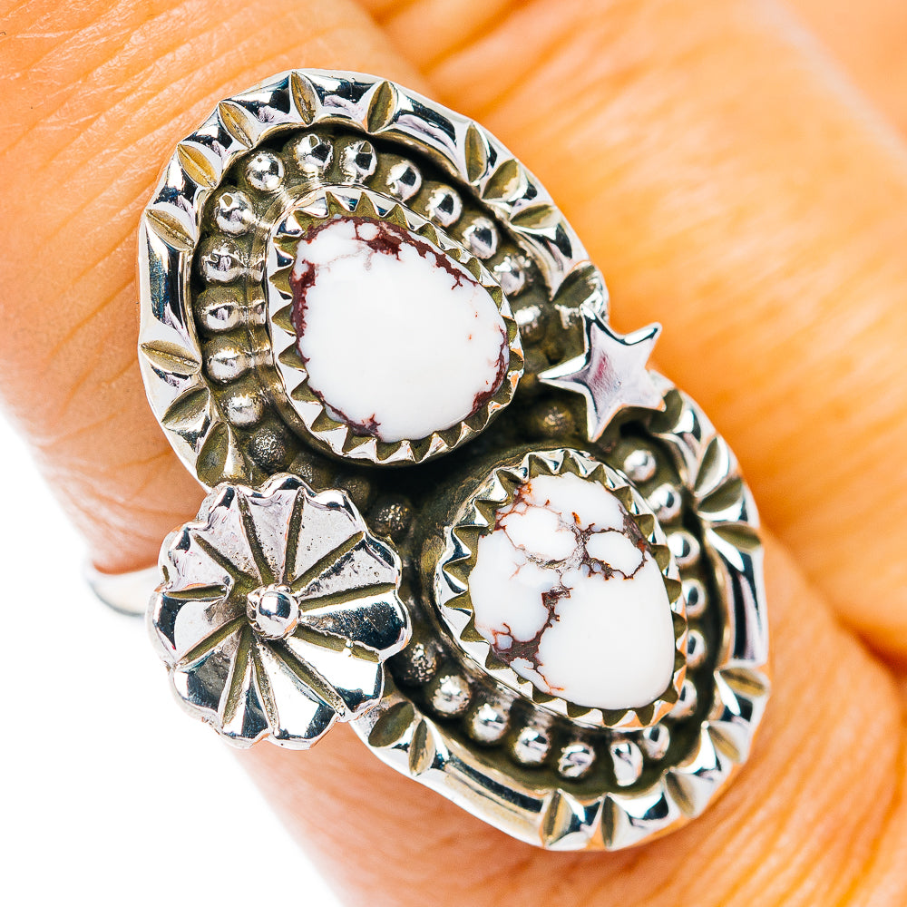 Exclusive Southwestern Style White Horse Jasper Ring Size 8 (.925 Sterling Silver)
