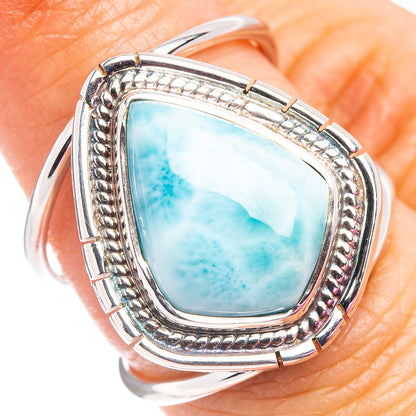 Premium Larimar Ring Size 6.75 (.925 Sterling Silver)
