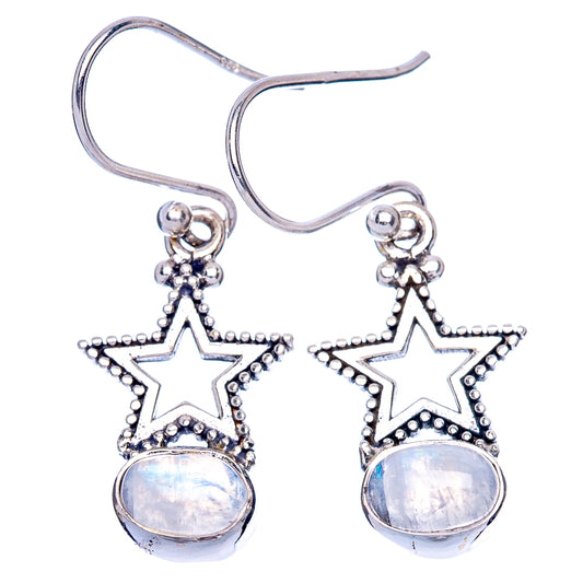 Rare Ethiopian Opal Star Earrings 1 1/4" (925 Sterling Silver) E1392