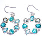 Premium Blue Fluorite, Blue Topaz Earrings 1 1/2" (925 Sterling Silver) E1594