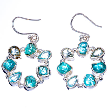 Sterling silver drop earrings with mixed blue fluorite and blue topaz stones