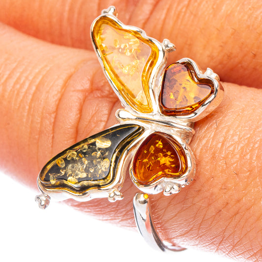 Baltic Amber Butterfly Ring Size 7 (925 Sterling Silver) R7187