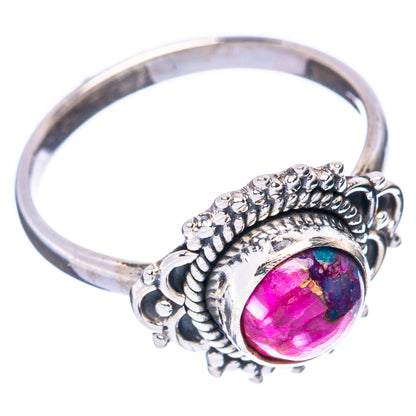 Value Kingman Pink Dahlia Turquoise Ring Size 7.5 (925 Sterling Silver) R3082