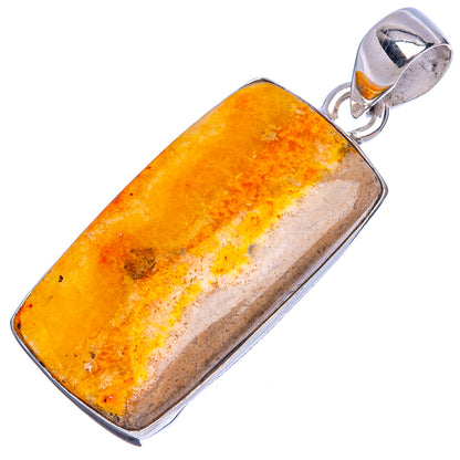 Yellow jasper rectangle pendant on 925 sterling silver bezel with hinged bail