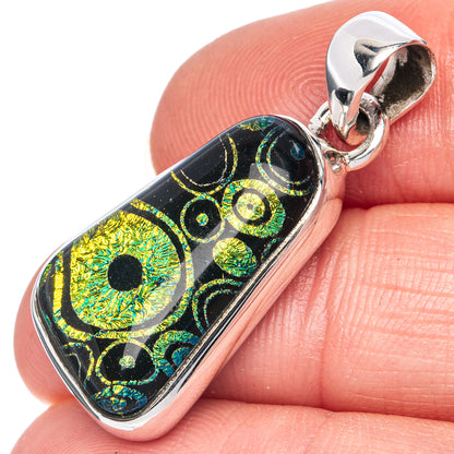 Dichroic Glass Pendant 1 3/8" (925 Sterling Silver) P41444