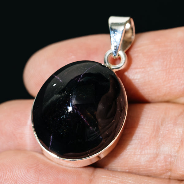 Premium Star Garnet Pendant 1 1/2" (.925 Sterling Silver)