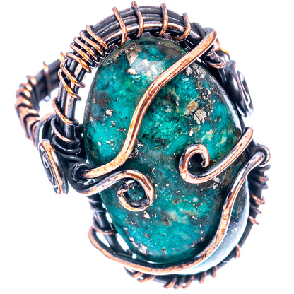 Turquoise Wire Wrap Ring Size 6.75 (Oxidized Copper)
