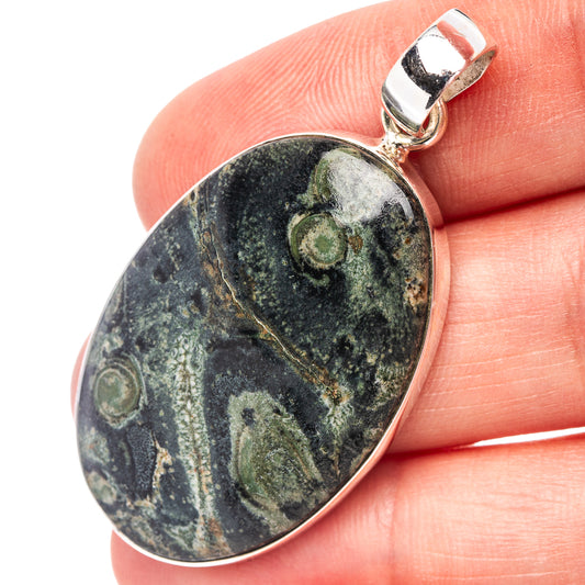 Oval galaxy jasper pendant with .925 sterling silver bail and loop, multicolor stone