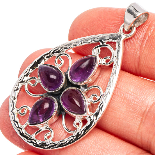 Amethyst 925 Sterling Silver Premium Pendants 1 7/8" (925 Sterling Silver) P43733