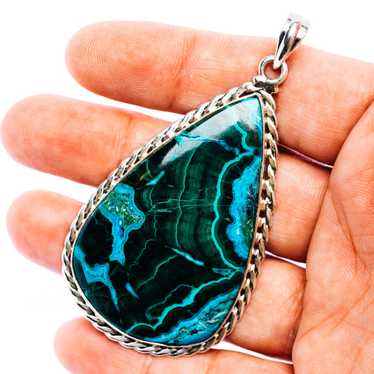 Chrysocolla In Malachite Pendant 3" (.925 Sterling Silver)
