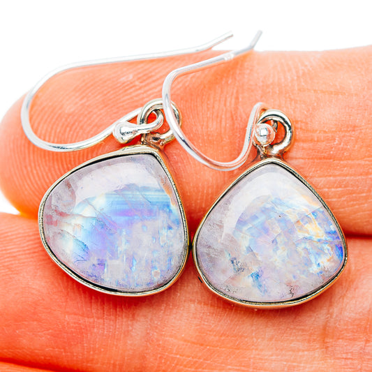Rainbow Moonstone Earrings 1 1/8" (German Silver)
