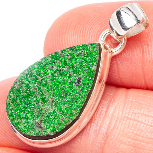 Rare Uvarovite Garnet Pendant 1 1/8" (925 Sterling Silver) P44215