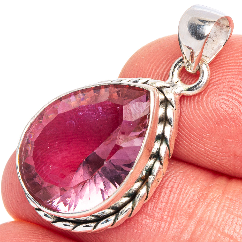 Faceted Alexandrite (Lab.) Pendant 1 1/4" (925 Sterling Silver) P40529