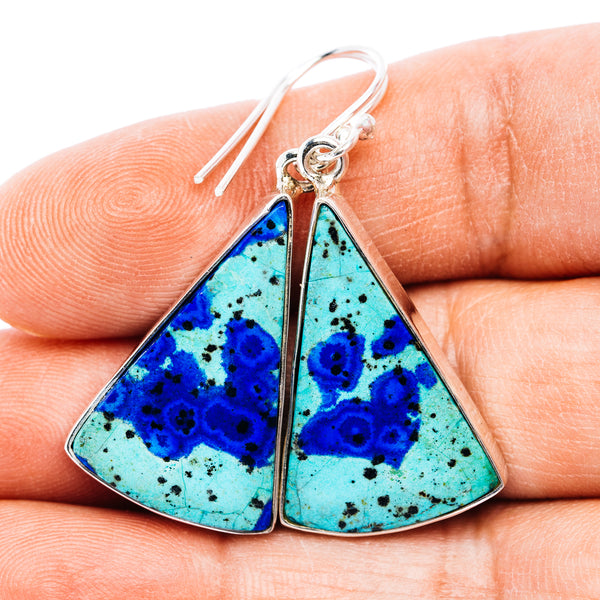 Large Premium Bluebird Azurite Earrings 1 3/4" (.925 Sterling Silver)
